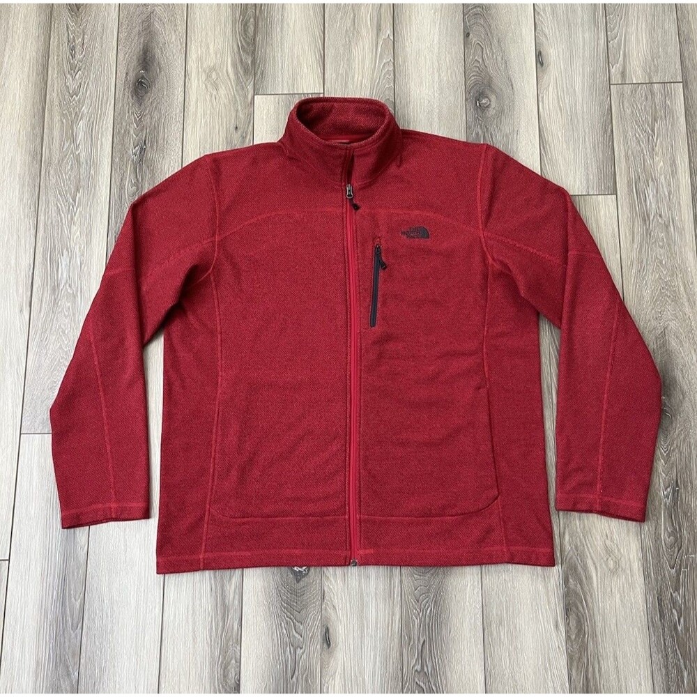The North Face Textured Cap Rock Fleece Jacket Mens Sz XL Red Full Zip Outdoor